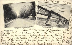 Eau Claire Wisconsin WI High Bridge c1910 Vintage Postcard