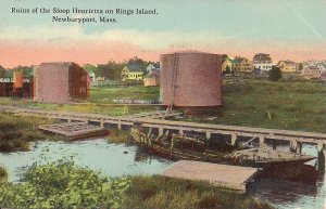 Newburyport MA, Ring's Island, Shipwreck Sloop Henrietta, 1910, Ship