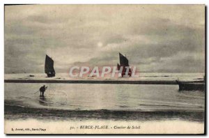 Old Postcard Berck Beach Sunset Boat