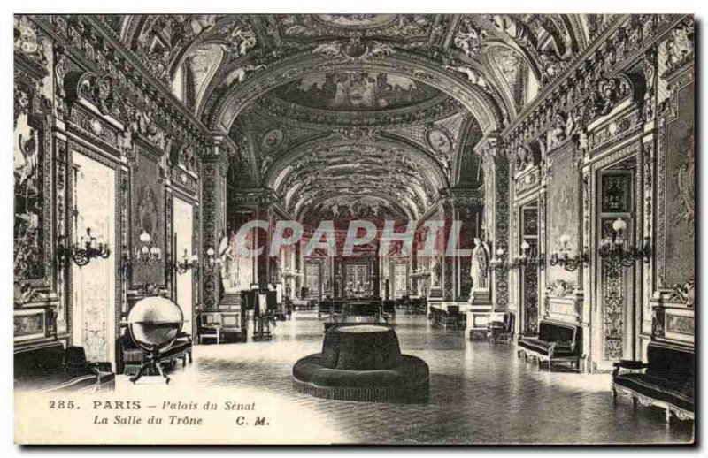 Old Postcard Paris Palais du Senat La Salle du Trone