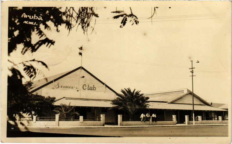 PC CPA CURACAO, ARUBA, SEAMEN'S CLUB, Vintage REAL PHOTO Postcard (b22562)