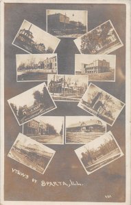 J51/ Sparta Illinois RPPC Postcard c1910 12view Railroad Depot 117