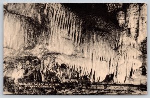 New York~Secret Caverns Niagara Falls In Winter~B&W~Publ Collotype Co~Vintage PC