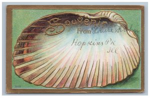 1910 Hopkins Park Illinois Souvenir Shell Postcard Embossed Gold Gild Border