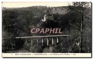 Old Postcard Avallon Chateau de Chastellux The castle and viaduct