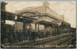 SCHENECTADY NY RAILROAD STATION RAILWAY DEPOT ANTIQUE REAL PHOTO POSTCARD RPPC