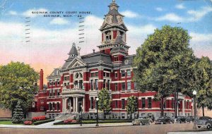 County Court House Saginaw Michigan 1943 linen postcard