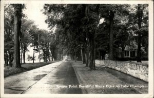 Rouses Point New York NY Shore Drive Real Photo RPPC Vintage Postcard