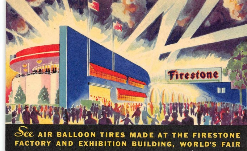 Factory & Exhibition Building FIRESTONE TIRES Chicago World's Fair 1934 Postcard