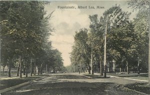 ALBERT LEA, Minnesota MN ~ FOUNTAIN STREET Scene 1909 Freeborn County Postcard