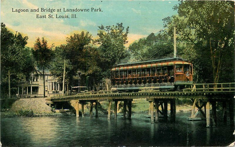 Bridge Lagoon Lansdowne Park St Louis Missouri 1913 Trolley Postcard 20-1241