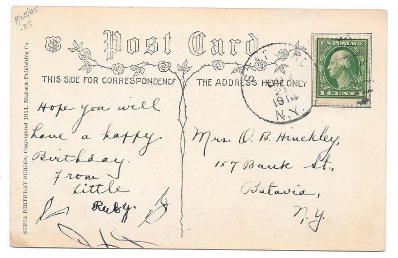 Happy Birthday Art Nouveau Vntg 1911 Majestic Publ Postcard