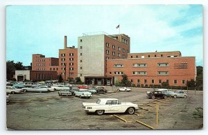 1950s AKRON OHIO GENERAL HOSPITAL PEOPLES HOSPITAL T-BIRD VW BUG POSTCARD P3813