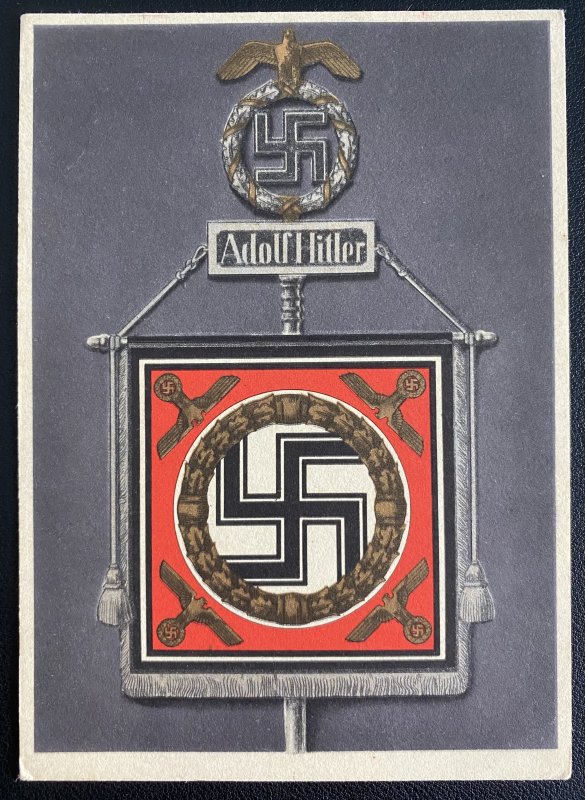 Mint WW 2 Germany Color Picture Postcard Our Wehrmacht Adolf Hitler Nazi flag