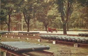 Automobile C-1910 Rock Island Illinois Gun Yard Postcard artist impression 8163