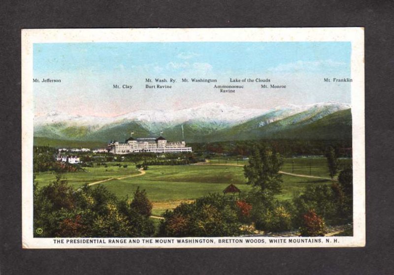 NH Presidential Range Bretton Woods Hotel White Mountains New Hampshire Postcard
