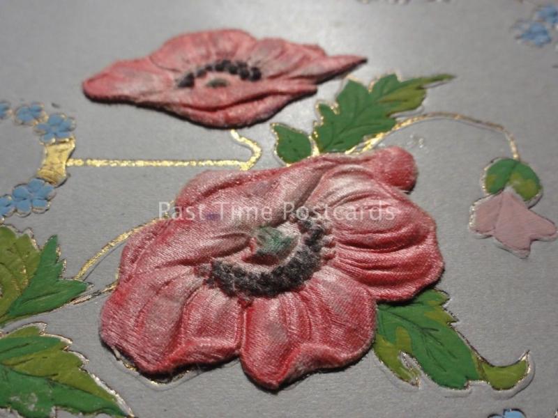 Embossed Poppies Postcard: Best Christmas Wishes - Old PC - Donation to R.B.L.