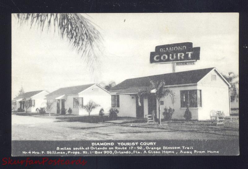 ORLANDO FLORIDA DIAMOND TOURIST COURT VINTAGE B&W 