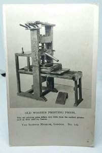 Old Wooden Printing Press Vintage Science Museum London Postcard no129