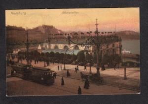 Germany Hamburg Alsterpavillon Postcard Postkarte Postage Due German Trolley Car