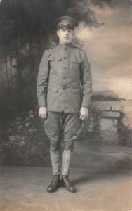 RPPC AMERICAN SOLDIER STUDIO REAL PHOTO POSTCARD (c. 1919)