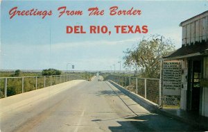 Vintage Postcard Greetings from International Border, Del Rio TX, Val Verde Co.