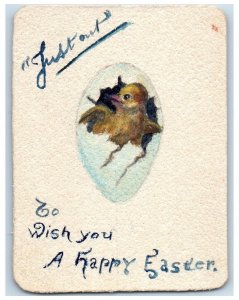 c1905 Easter Egg Chick Small Hand Drawn Business Card Unposted Antique Postcard