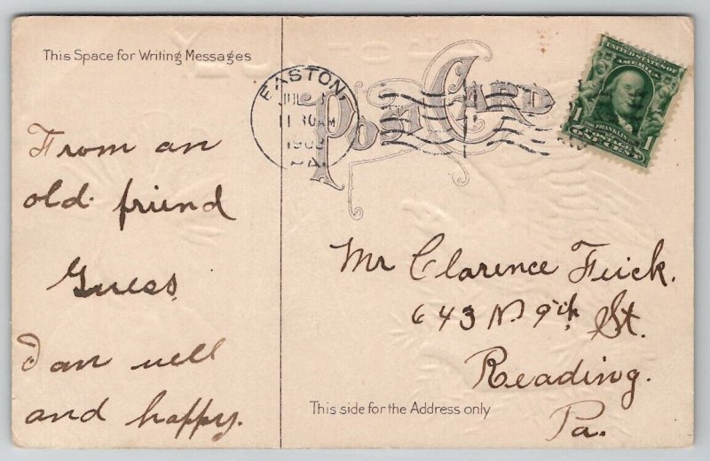 July 4th Greetings Native Indian Teepee And Eagle 1908 Postcard N26