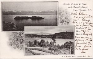 Victoria BC Cadboro Bay Beach & Straits of Juan de Fuca 1905 Hibben Postcard H27