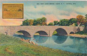 Leeds Bridge at Leeds, Catskill Mountains NY, New York - Linen