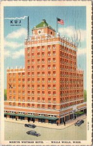 Marcus Whitman Hotel, Walla Walla, Washington WA linen Postcard JG9