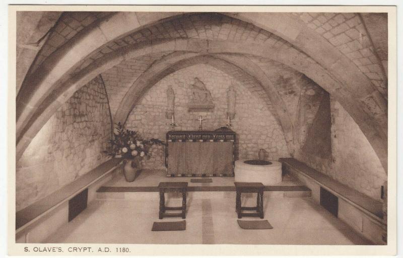 London; St Olave's Church Crypt, AD 1180 PPC, Unused, c 1930's