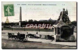 Paris Old Postcard Concorde Square Statue of Strasbourg