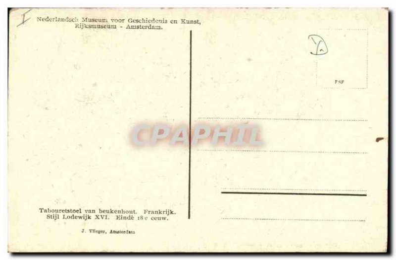 Old Postcard Rijksmuseum Amsterdam Taboureststoel