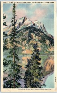 Postcard - Mountain Teewinot, Jenny Lake, Grand Teton National Park, Wyoming USA