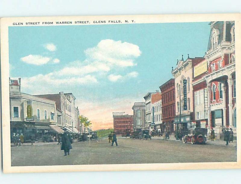 Unused W-Border STREET SCENE Glens Falls - Lake George New York NY W1566