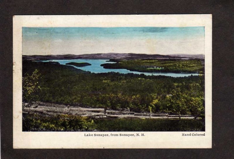 NH Lake Sunapee New Hampshire Vintage Postcard Hand Colored PC