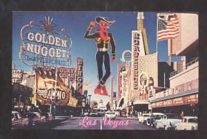 LAS VEGAS NEVADA DOWNTOWN STREET SCENE OLD CARS GOLDEN NUGGET POSTCARD