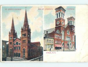 Bent Corner - Pre-1907 CHURCH SCENE Utica New York NY p5419