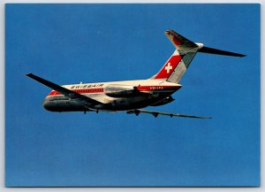 Airplane Postcard Swissair Airlines Douglas DC-9 In Flight CV6