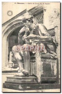 Old Postcard Bourges statue of Louis XI of France batftier King