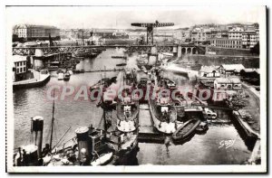 Postcard Old Brest harbor and bridge National War