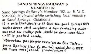 Sand Springs Railway #102 - at Sand Springs OK, Oklahoma