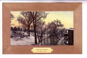 Scene by Walter, Snow Beside a River, Framed Border