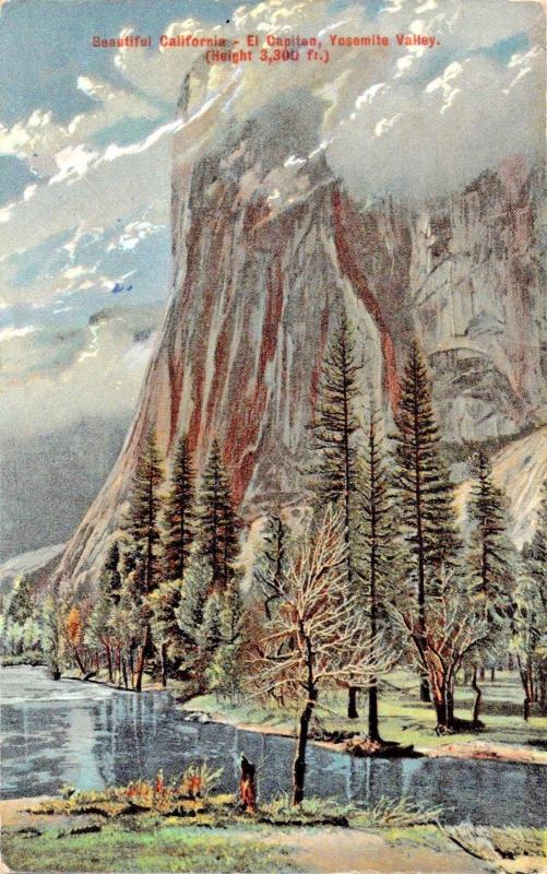 YOSEMITE VALLEY IN BEAUTIFUL CALIFORNIA~ EL CAPITAN POSTCARD 1910