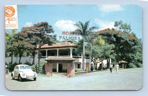 Street View Hotel Palmira VW Beetle Jiquilpan Mexico Chrome Postcard M16