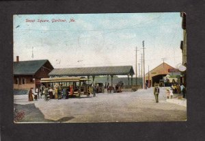 ME Railroad Train Depot Station Gardiner Maine 1908 Damage on Back