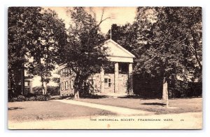 Postcard The Historical Society Framingham Mass. Massachusetts c1944 RPPC