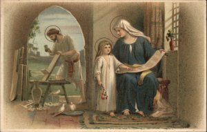 Christianity Young Jesus Christ as Child and Carpenter c1910 Postcard