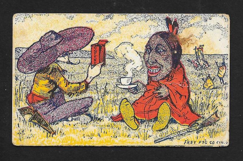 VICTORIAN TRADE CARD Schnull & Krag's Coffee Cowboy & Indian